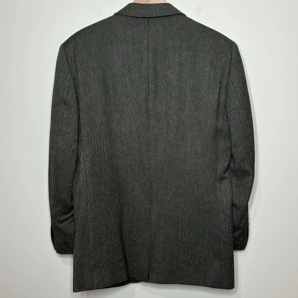 Jos. A. Bank 100% Wool Brown Herringbone Jacket Sport Coat 40R 2-Button Close